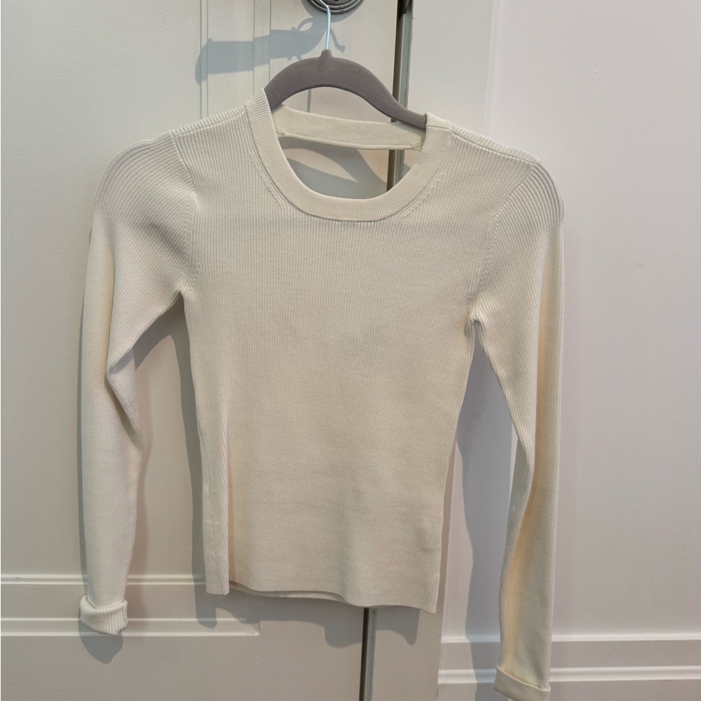 Intermix Cream Ribbed Long Sleeve Top